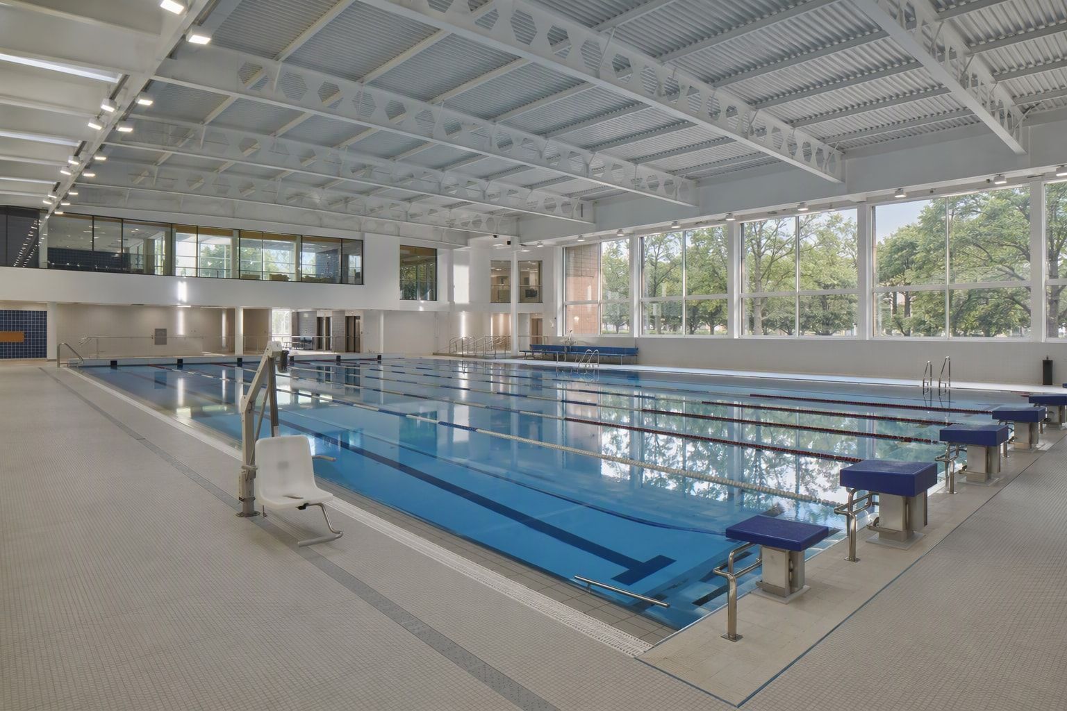 An indoor swimming pool in a sports centre