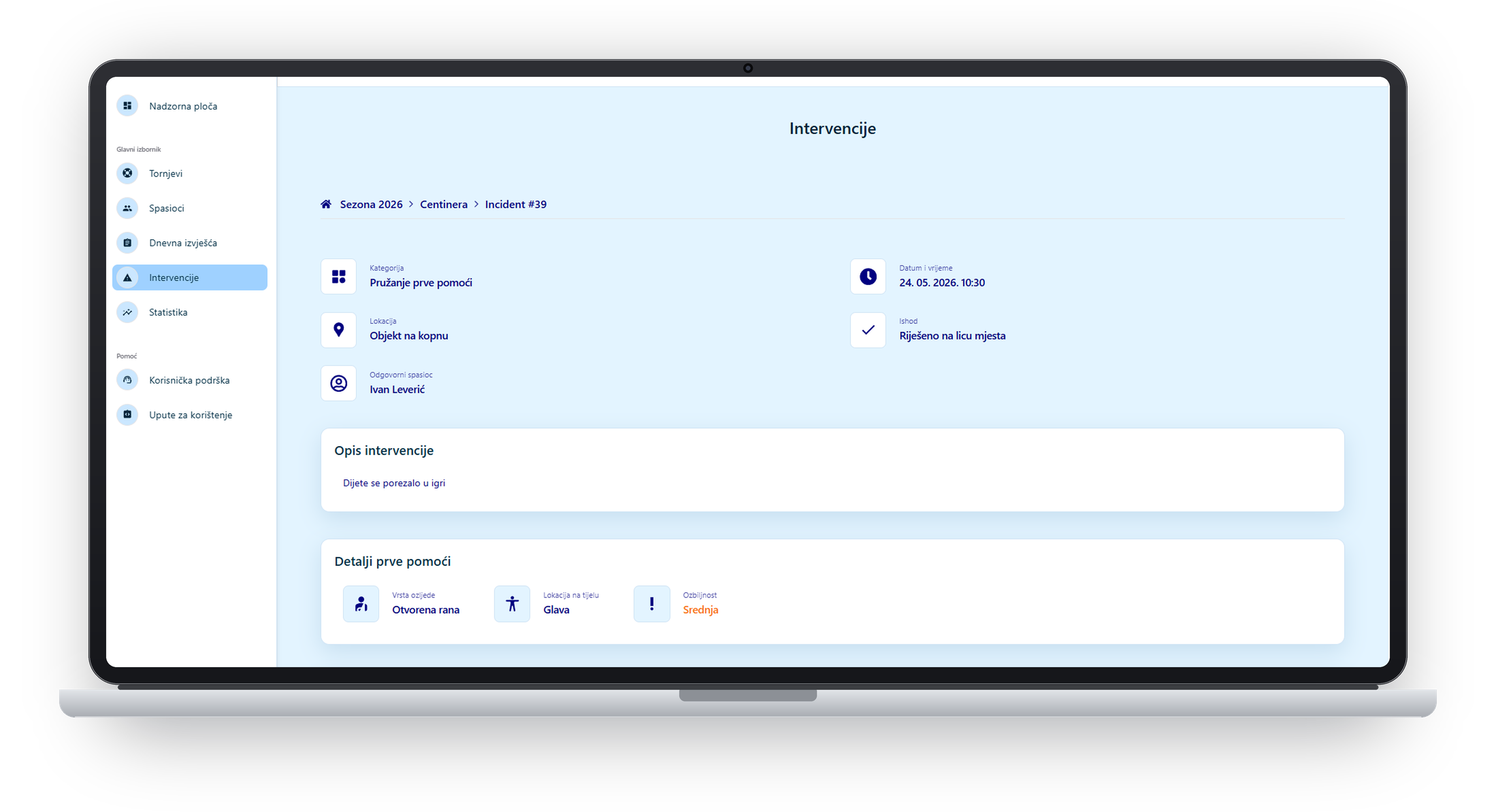 Pregled intervencija na web platformi Spasioci